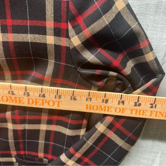 Vintage Pendleton 100’/, Wool Plaid Blazer Jacket 6 Petite Red Tan Black Tartan - Picture 7 of 12